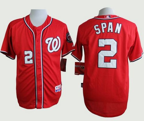 Nationals #2 Denard Span Red Cool Base Stitched MLB Jersey - Click Image to Close